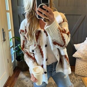 Cozy White and Brown Women's Sweater